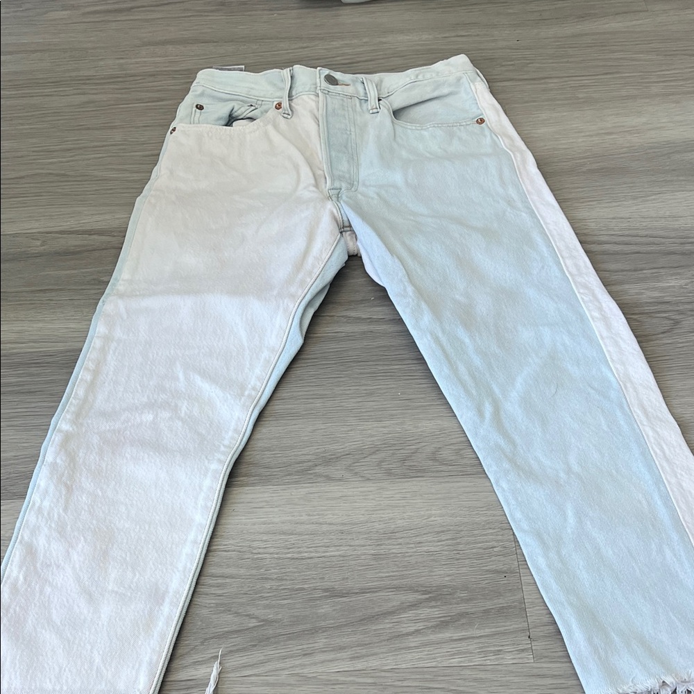 Levi's Two-Tone White and Light Blue Straight Jeans